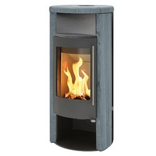 ABX Speicherkamin Oslo grau Speckstein Naturstein Kaminofen Holzkamin 6kW Holz