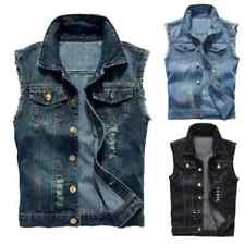 Herren Jeansweste Herbst Frühling Ärmellose Jacke Freizeit Denim Weste Cowboy