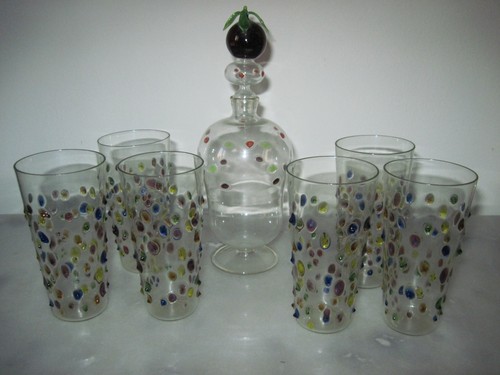 Art deco lauscha glaskaraffe - lauscha, +