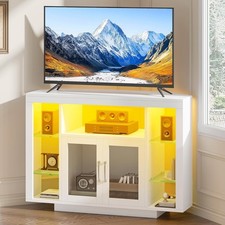 Eck TV Stand Schrank LED Leuchten Glasböden passend für bis zu 55" TV