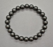 +Natur+SCHUNGIT (SHUNGIT) Edelstein-Armband Kugel-Armband-Elastisch Ø 8 mm --NEU