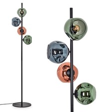 HOFSTEIN Villamare Stehlampe Metall/Glas Schwarz/Grün/Kupfer/Blau Fußschalter