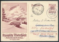 DR Ganzsache GS P258 Olympische Winterspiele Garmisch-Partenkirchen 1936 Köln