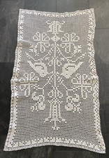 Vintage Scheibengardine Bistrogardine Tischläufer Handarbeit Handgehäkelt 71x117