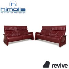 Himolla Cumuly Leder Sofa Garnitur Rot Dunkelrot Dreisitzer Couch