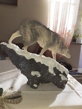 Wolfs Figur im Schnee Polarwolf Indianer Deko Figur Dekoration Skulptur Statue