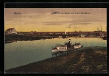 Ansichtskarte Minden, Partie an der Weser mit Rhein- Elbe-Kanal 1923 