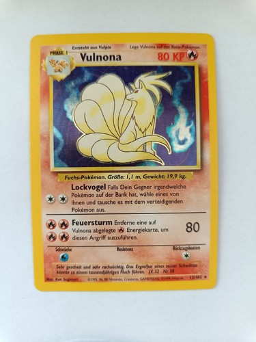 Pokémon karte vulnona 102 - pokémon, 12/102