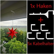 Haken Fensteraufhänger mit Kabelführung passend für Herrnhuter Stern | 14mm-24mm