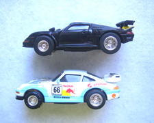 Slotcar Porsche Weiß I2+ Schwarz J2 Scale 1:43 ? L 9,5cm mit Licht Konvolut