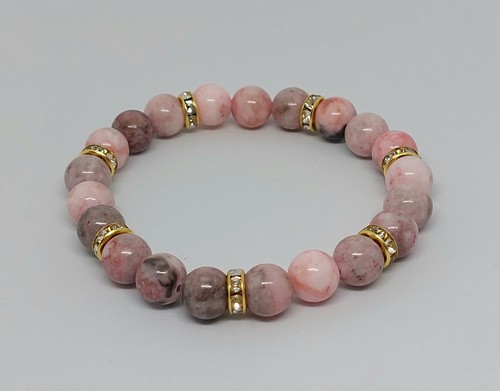 Naturstein perlen armband pink - naturstein,