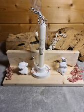 5 Teile Hase Geschenk Deko Oster Hasen Set + Kerze + Halter + Echt Holz Brett 💗