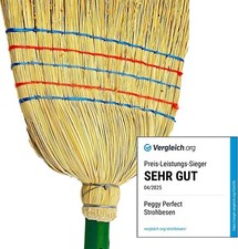 Hochwertiger Strohbesen, Reisstrohbesen 5-Naht mit Buchenholzstiel 141 x 34cm