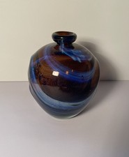 Signierte Mdina Glas Vase Blau