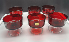 Luminarc Frankreich 6 rote Sektschalen/Dessertschalen 70er  Sektgläser TOP
