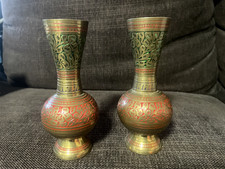Indische vintage Messing Vasen (Preis für 2 Stück) Handmade, 16,5 cm hoch