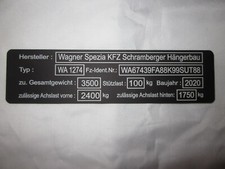 Typenschild anhänger maschine - typenschild,