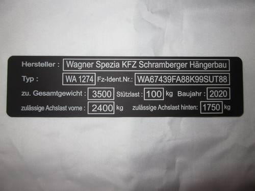 Typenschild anhänger maschine - anhÄnger,