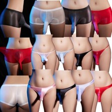 iEFiEL Sexy Männer Öl Seide See-Through Slips Etui Low Rise Unterwäsche Höschen