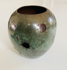 Bauhaus Messing Bronze Vase grüne Patina WMF Ikora Paul Haustein