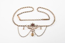 C25Y20- Jugendstil Collier mit Saatperlen Opalen Schmuckstein vergoldet 