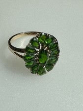 Russischer Chromdiopsid Traum Ring Gr 18 grün Funkeln 2,7 Karat 375iger gelbgold