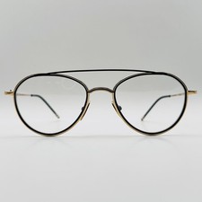 Thom Browne Brille Herren Damen oval schwarz gold Titan TB-109 NEU