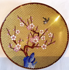 China Cloisonne Deko Teller wandteller mit pflaumenbusch Vogel muster 20.Jh