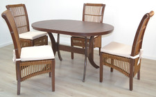 5tlg. Tischgruppe bestehend aus 4 Stühlen mit Kissen, 1 Esstisch ausziehbar