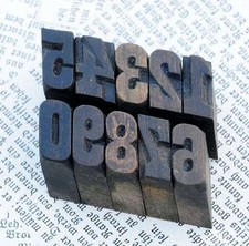 0-9 Zahlen Holzzahlen 18mm Holzstempel Zahlenstempel letterpress wood type 123.