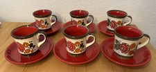 6x SMF Schramberg Keramik Tirol Kaffeetassen + Untertassen handgemalt TOPP