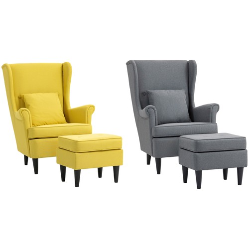 Homcom ohrensessel mit - mit, hocker