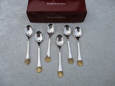 6 Mokka/Moccalöffel Robbe und Berking  ROSENMUSTER 925 Silber dekorvergoldet