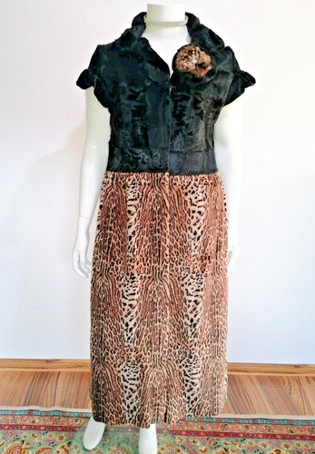 Damen ozelot fake - fur, kleid