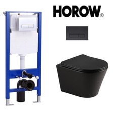 Vorwandelement Hänge Wand Toilette WC schwarz Komplett Set inkl Drückerplatte