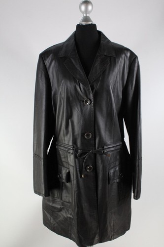 Samoon schwarzer leder mantel - samoon,