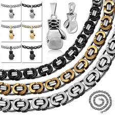 Flache Königskette Kettenanhänger Boxhandschuh Boxen Anhänger Edelstahlkette Set