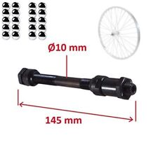  Fahrrad HINTERRADACHSE 10mm x 145 mm + 20x kugeln Achse HOHL NABEN HINTERRAD