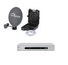 Skymaster Camping Sat Anlage FTA SAT Receiver DX 15 SCART Kabel 15 m