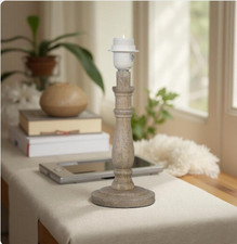 6LMP008 Lampenfuß Stehlampe 12x 31cm Grau Braun Vintage Holz rund Clayre & Eef