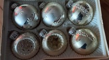 Weihnachten  Christbaumkugeln  6 alte  Weihnachtskugeln  Glas  silber  gebraucht