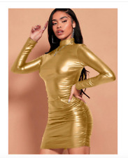 Damen Gold Kleid Abendkleid