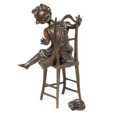 Bronzefigur Glückliche Katze