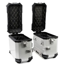 Aluminum Motorrad Koffer mit Kofferträger 38L&38L Sattelbox 100% Brandneu Silber