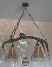 echte Geweihlampe mit 2 Lampenschirmen, gebraucht