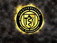LED Wandbild Schild Schmied Zunftzeichen beleuchtet Geschenkidee Schmiede Logo