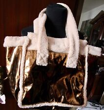 xxl Handtasche bronzegold Kupfergold H&M Teddyfell Plüsch Hingucker gold