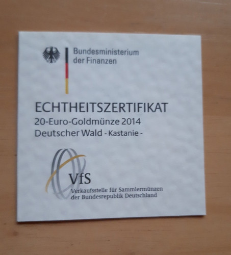 Echtheitszertifikat 2014 für