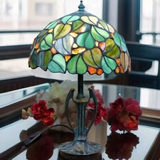 Bernstein Tischlampe Bernsteinlampe AURUM Edelstein Lampe Tiffany Art  Vögel