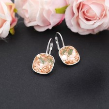 925 Ohrringe Marken Kristalle Silber Rosa Orange Rose Peach NOBEL SCHMUCK
